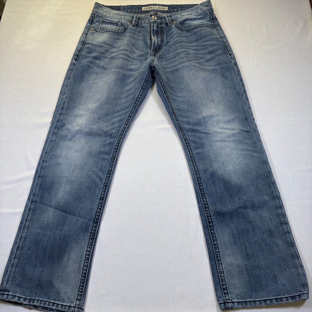 Express Jeans Mens Kingston Classic Fit Straight Leg Blue Denim 33x30 ID 400436
